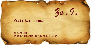 Zsirka Irma névjegykártya